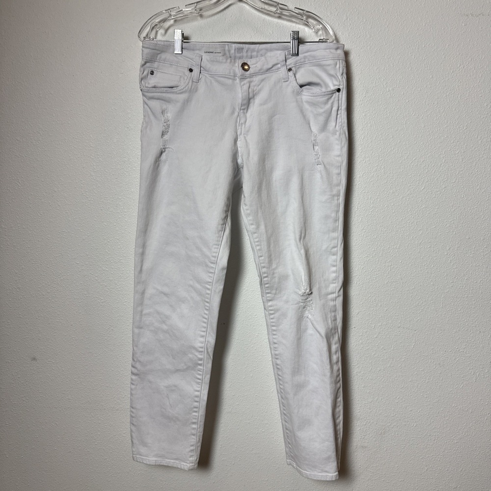 KUT From The Kloth Jeans White Womens Mid Rise Catherine Boyfriend White 12